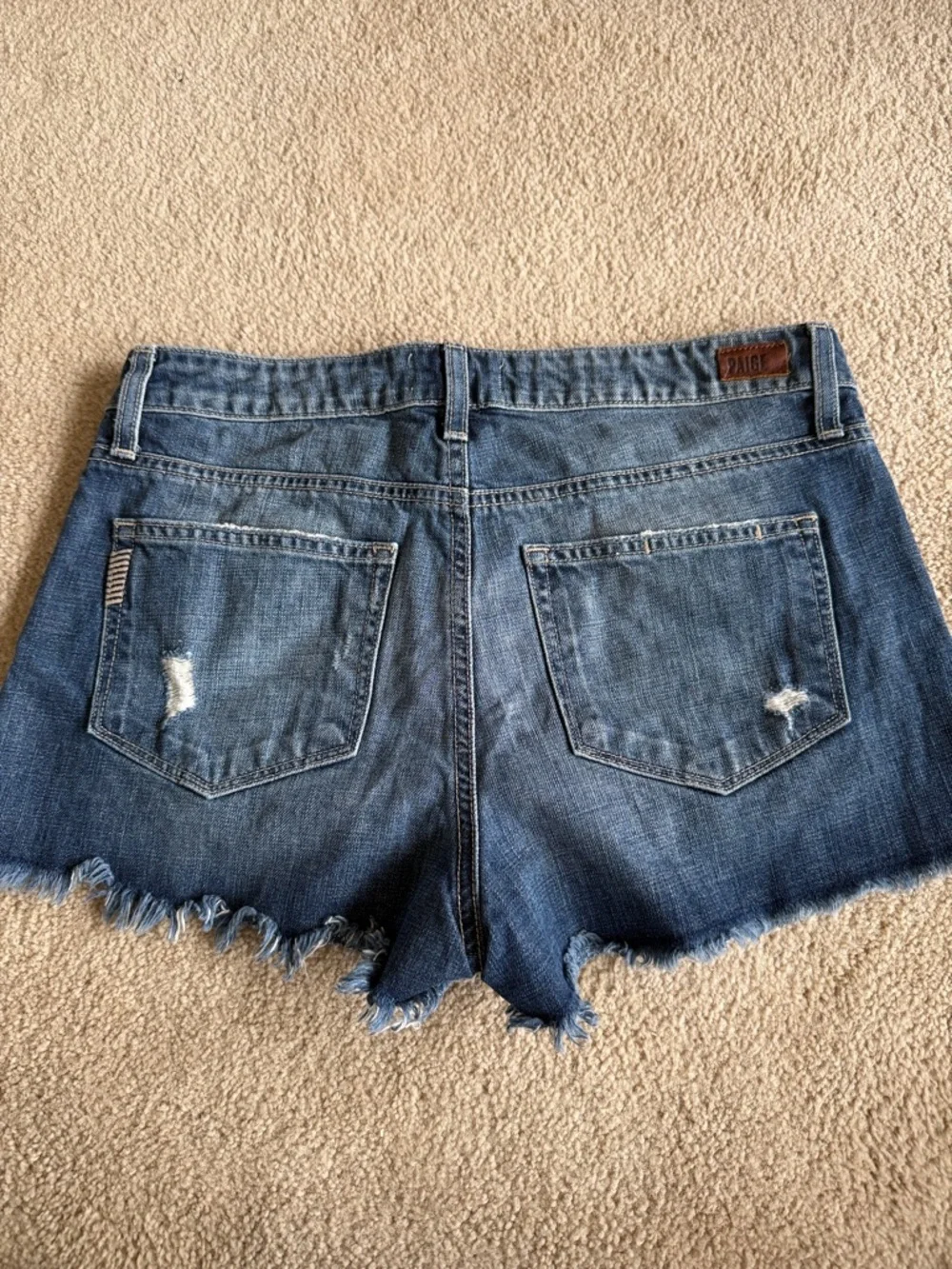 PAIGE Ripped Dark Indigo Denim Daryn Shorts